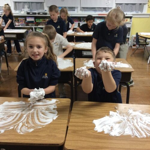 students-playing-with-shaving-cream-image